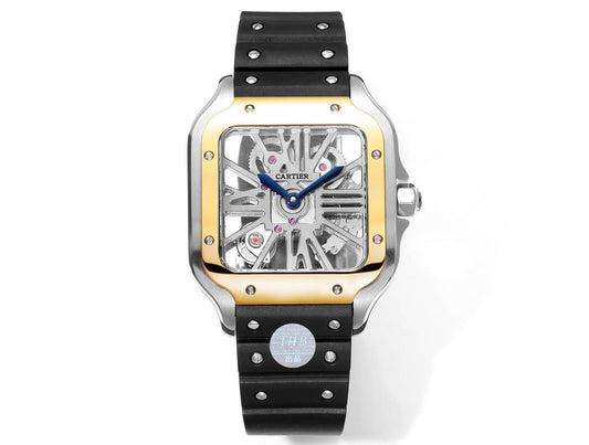 Cartier Santos Skeleton 40mm THB Fabrica 1:1 Best Edition Moldura dourada e caixa branca