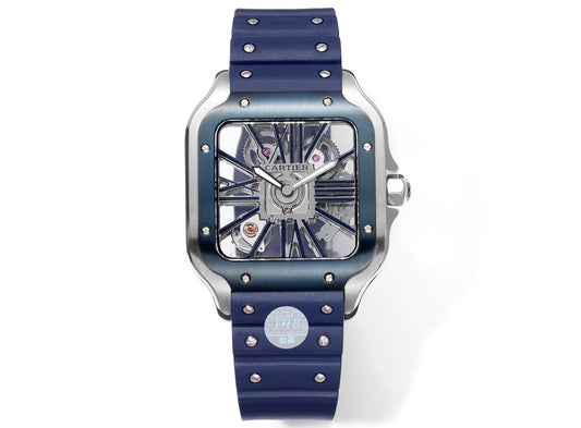 Cartier Santos Skeleton 40 mm WHSA0026 THB Fabbrica 1:1 Best Edition Bisel azul