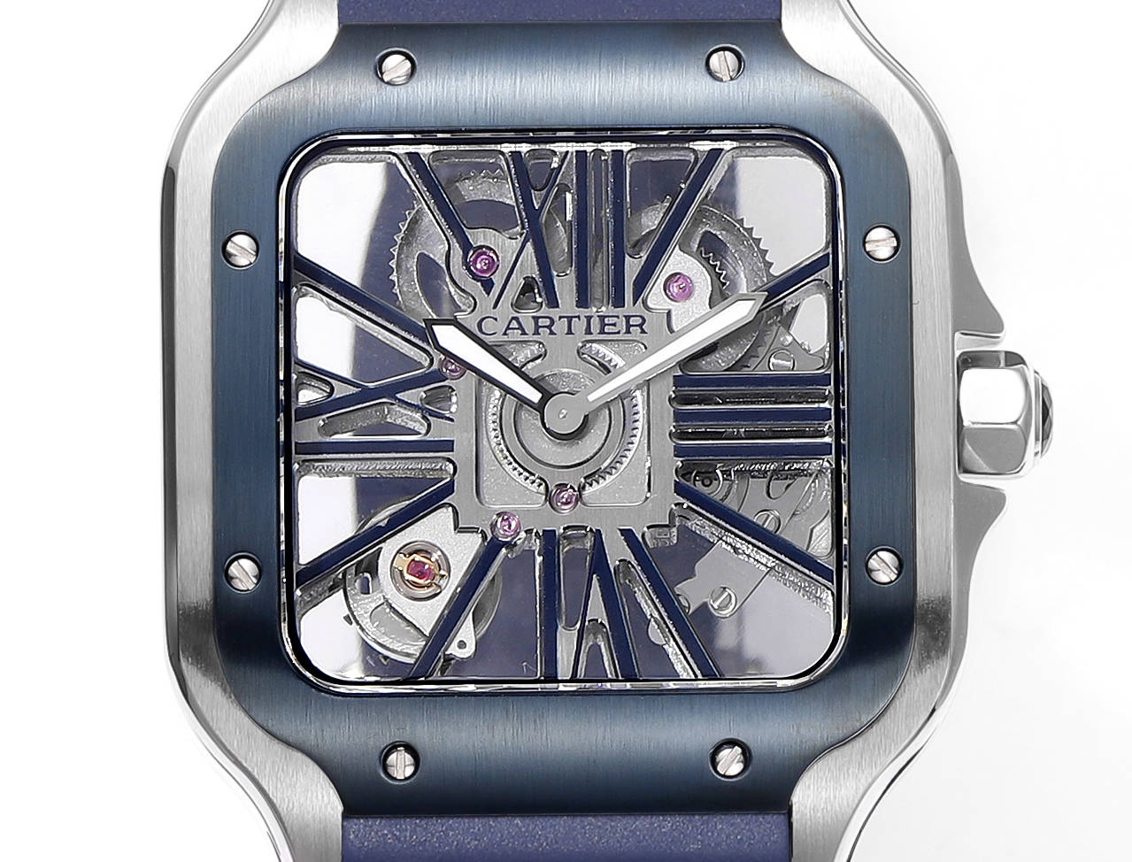 Cartier Santos Skeleton 40 mm WHSA0026 THB Fabbrica 1:1 Best Edition Bisel azul