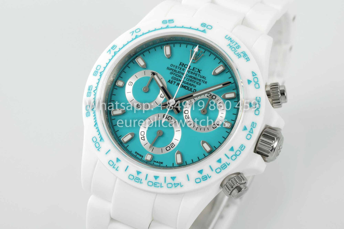 AET REMOULD Rolex Daytona personalizado Caja de cerámica blanca Esfera azul 1:1 Mejor clon N6F Fabbrica