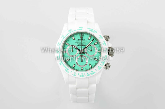 AET REMOULD Custom Rolex Daytona White Ceramic case Tiffany Dial 1:1 Best Clone N6F Fabbrica