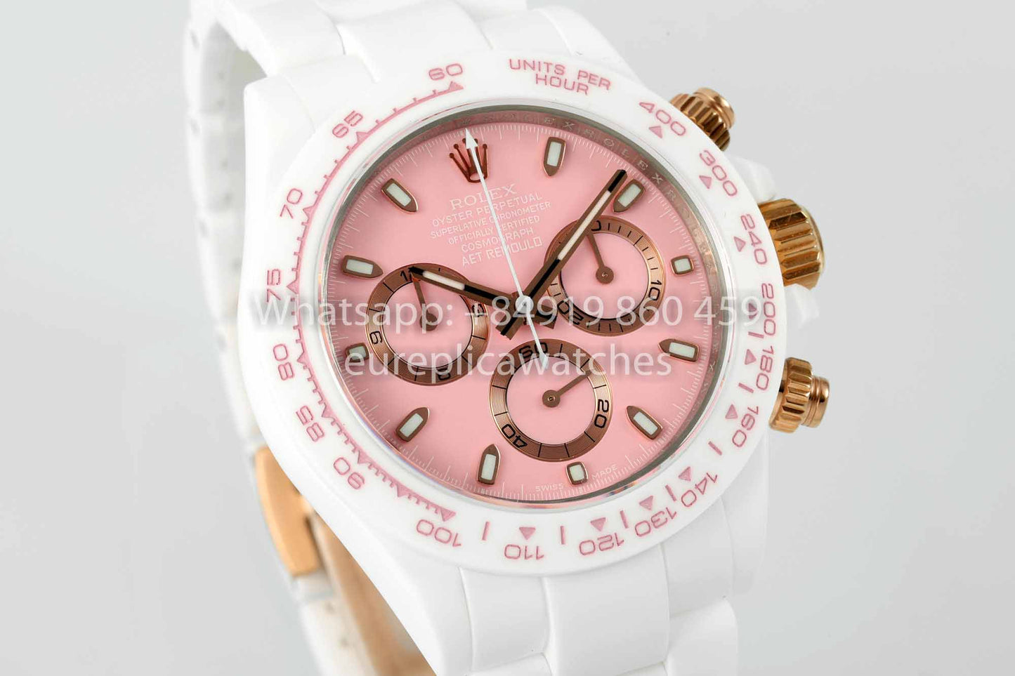 AET REMOULD Custom Rolex Daytona White Ceramic case Pink Dial 1:1 Best Clone N6F Fabbrica