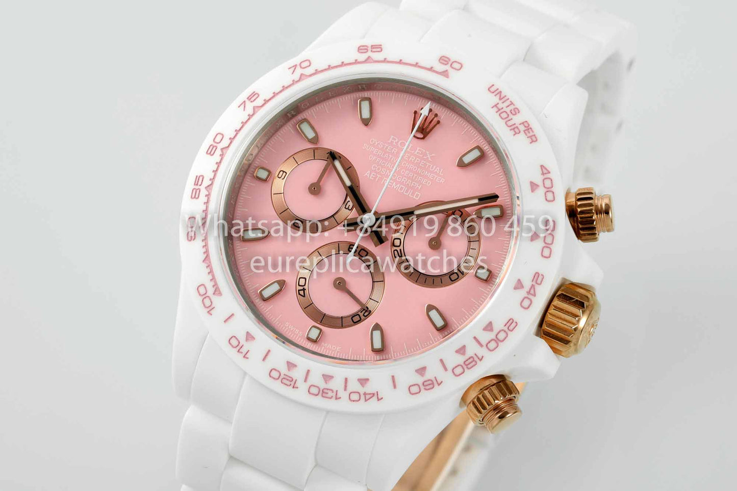 AET REMOULD Custom Rolex Daytona White Ceramic case Pink Dial 1:1 Best Clone N6F Fabbrica