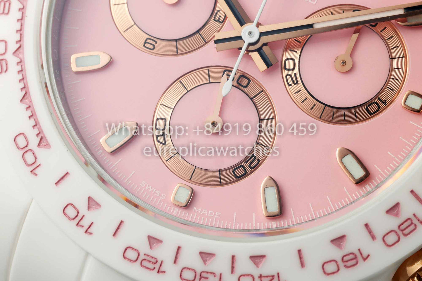 AET REMOULD Custom Rolex Daytona White Ceramic case Pink Dial 1:1 Best Clone N6F Fabbrica