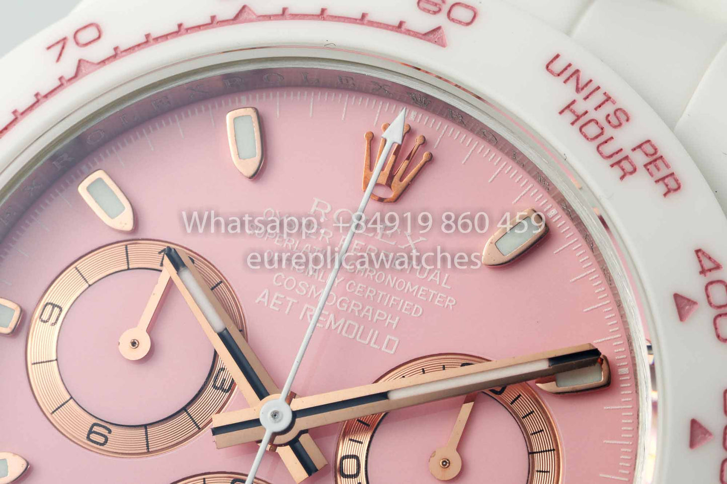 AET REMOULD Custom Rolex Daytona White Ceramic case Pink Dial 1:1 Best Clone N6F Fabbrica