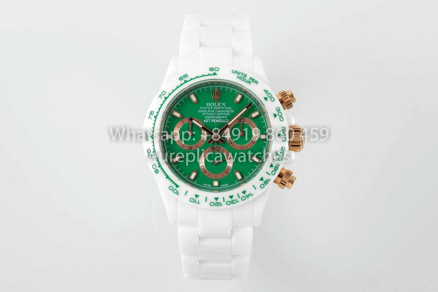 AET REMOULD Rolex Daytona personalizado Caja de cerámica blanca Esfera verde 1:1 Mejor clon N6F Fabbrica