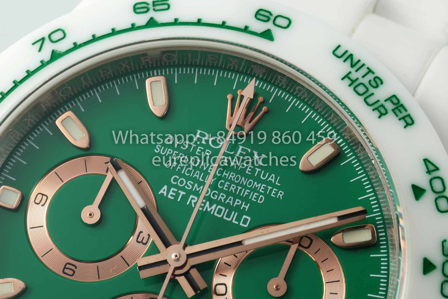 AET REMOULD Rolex Daytona personalizado Caja de cerámica blanca Esfera verde 1:1 Mejor clon N6F Fabbrica