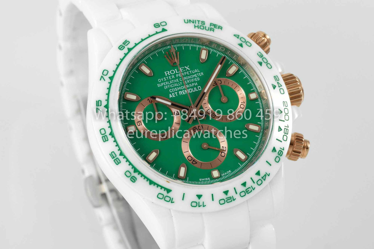 AET REMOULD Rolex Daytona personalizado Caja de cerámica blanca Esfera verde 1:1 Mejor clon N6F Fabbrica