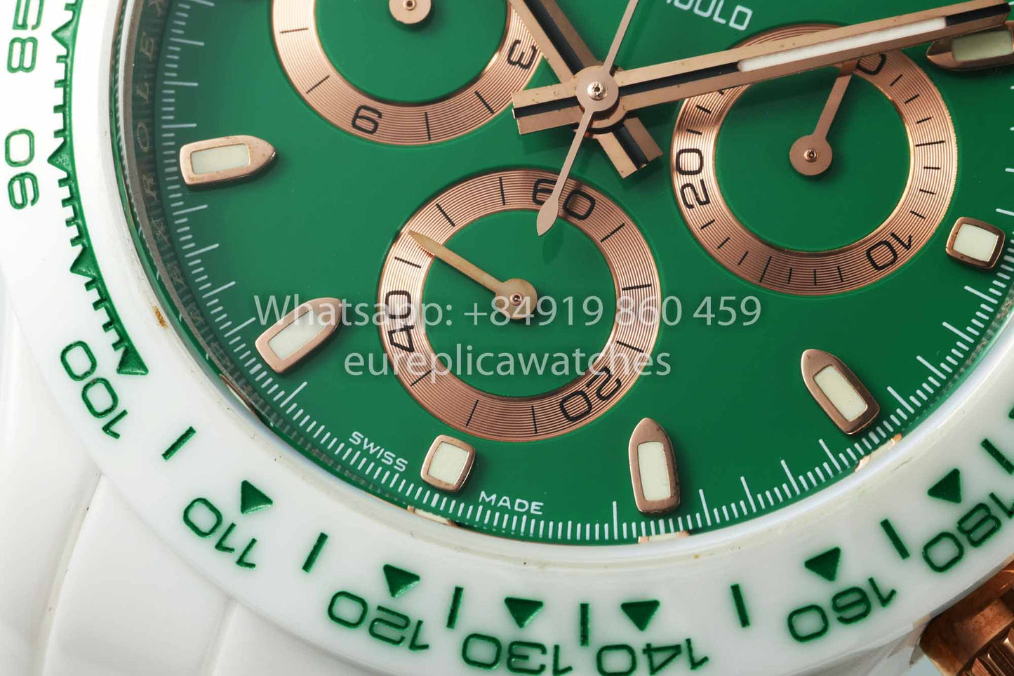 AET REMOULD Rolex Daytona personalizado Caja de cerámica blanca Esfera verde 1:1 Mejor clon N6F Fabbrica