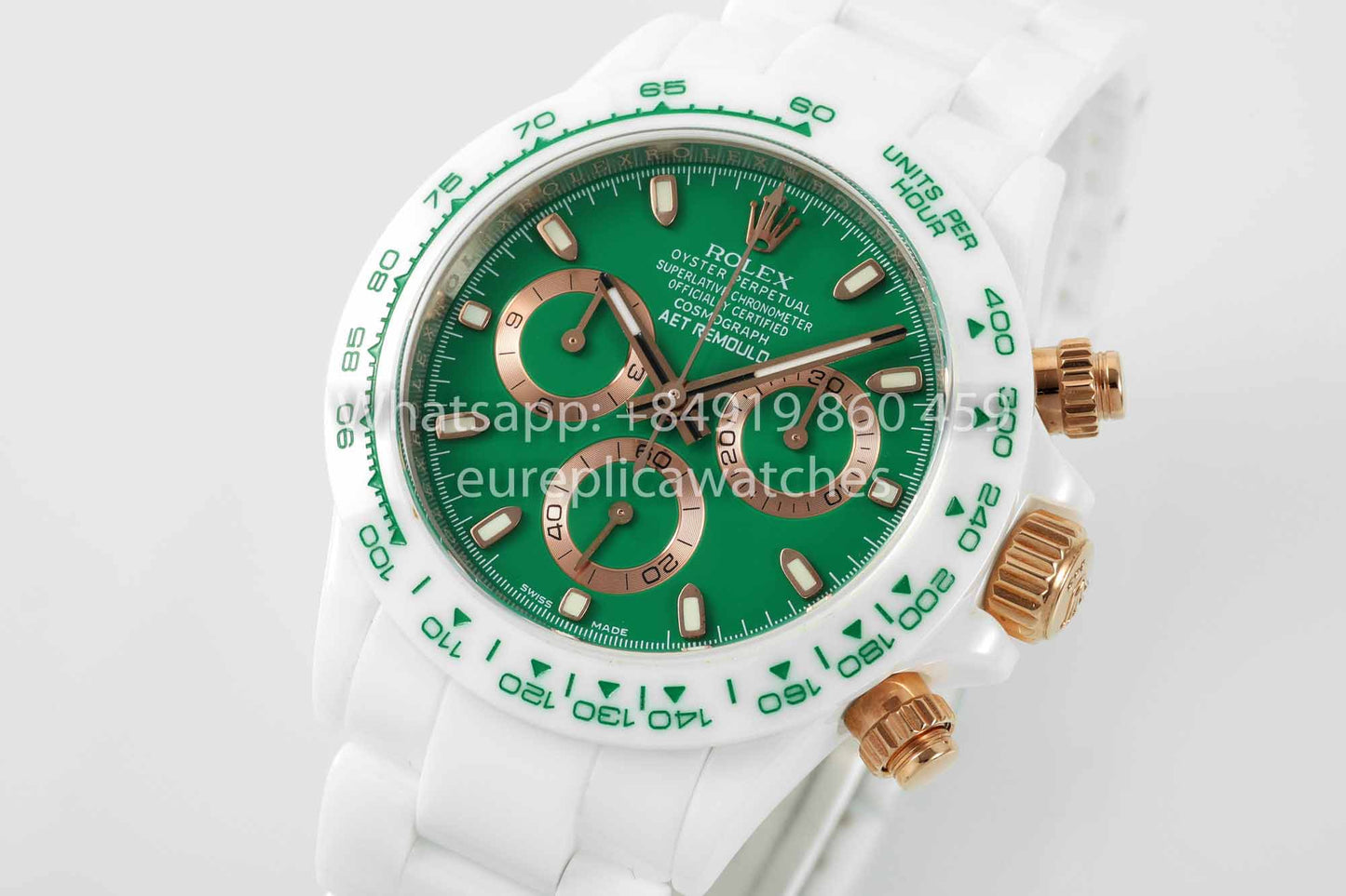 AET REMOULD Rolex Daytona personalizado Caja de cerámica blanca Esfera verde 1:1 Mejor clon N6F Fabbrica