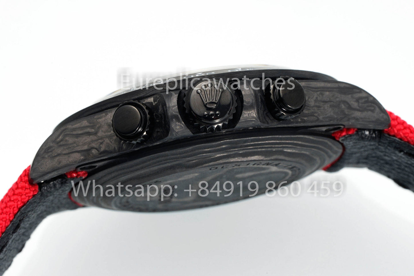 Rolex Daytona scheletrato quadrante Diw Custom NTPT Carbonio Cassa 1:1 Best Clone Red Velcro cinturino