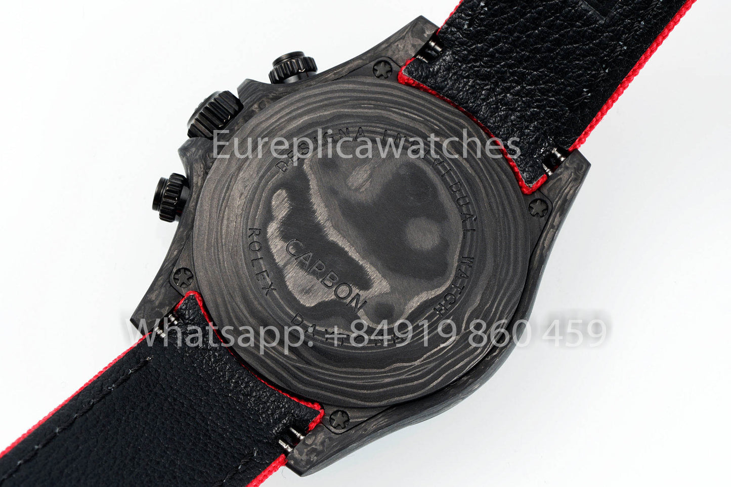 Rolex Daytona scheletrato quadrante Diw Custom NTPT Carbonio Cassa 1:1 Best Clone Red Velcro cinturino