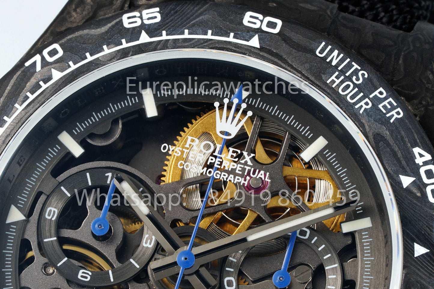 Rolex Daytona scheletrato quadrante Diw Custom NTPT Carbonio Cassa 1:1 Best Clone Blu Hands
