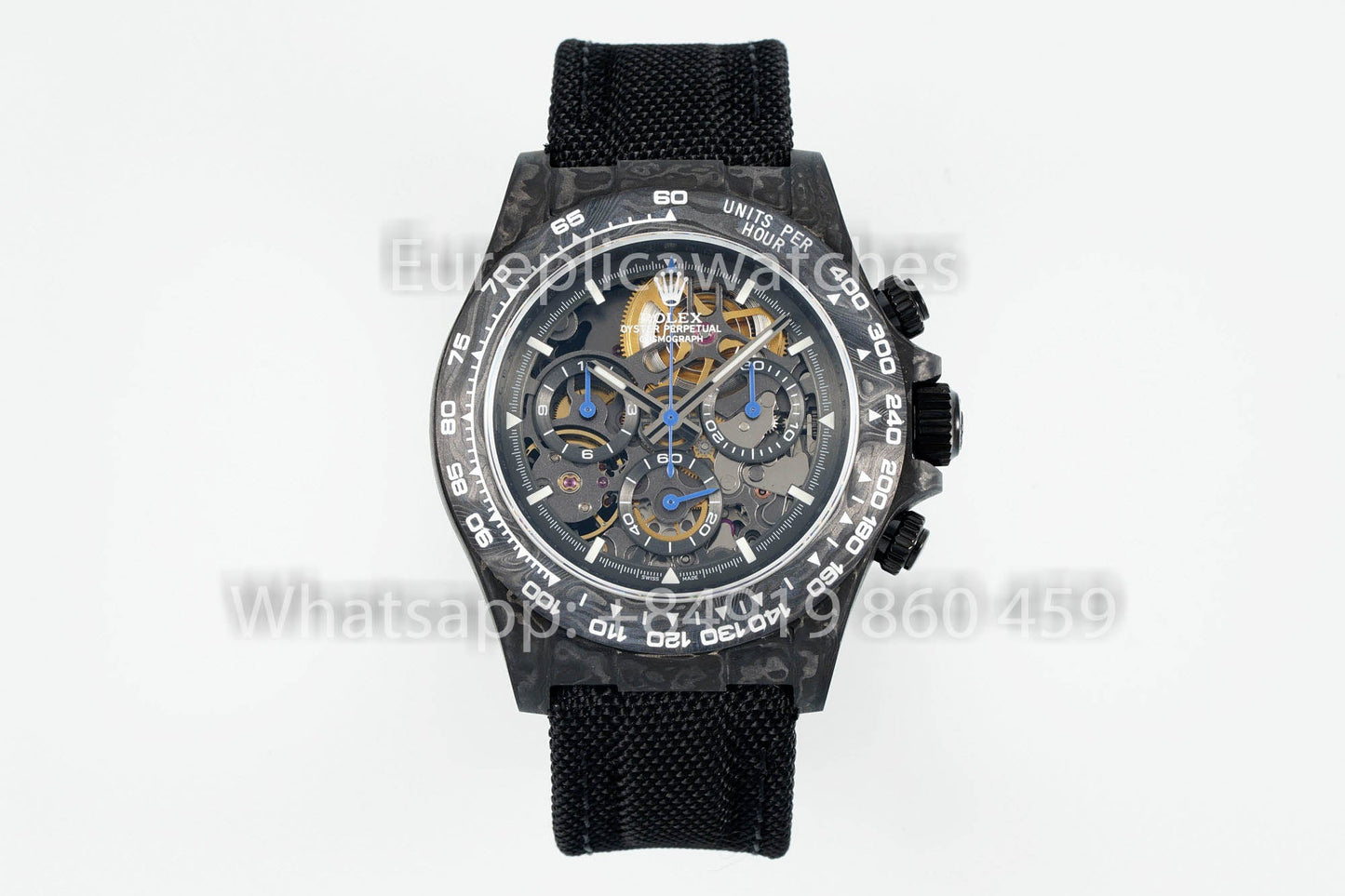 Rolex Daytona scheletrato quadrante Diw Custom NTPT Carbonio Cassa 1:1 Best Clone Blu Hands
