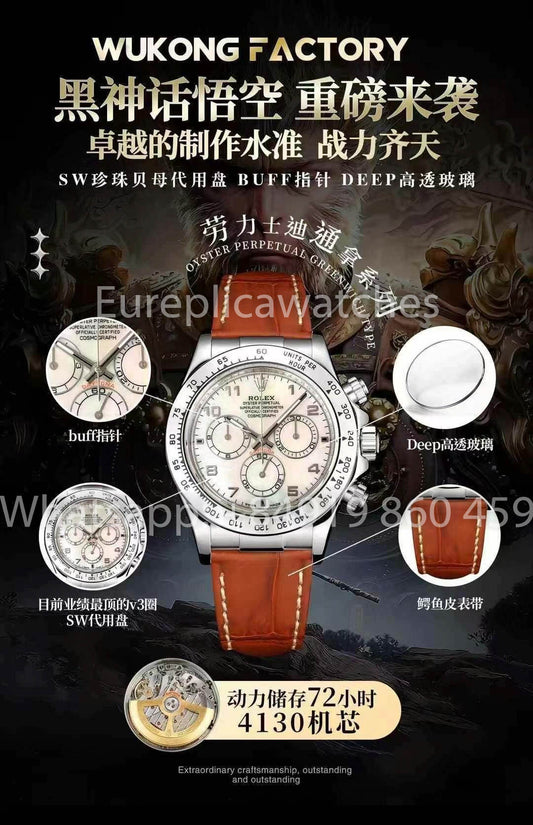 Rolex Cosmograph Daytona 116519 Custom by Wukong Fabbrica Brown Leather cinturino