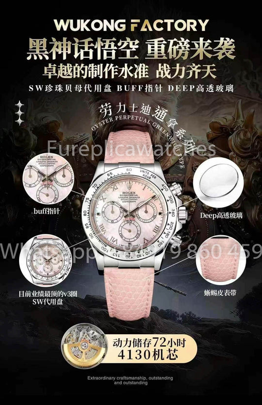 Rolex Cosmograph Daytona 116519 Custom by Wukong Fabbrica Pink cinturino