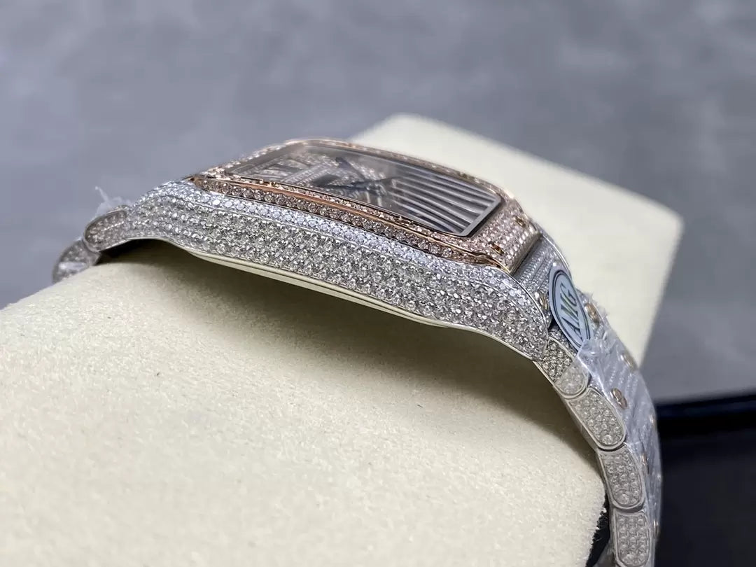 Santos De Cartier Diamond Watches Rosa Oro quadrante 1:1 edizione migliore AMG Fabbrica Swarovski Stone