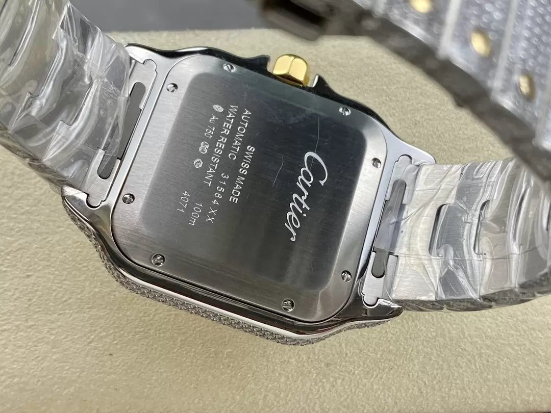 Santos De Cartier Diamond Watches quadrante bianco e Oro 1:1 edizione migliore AMG Fabbrica Swarovski Stone