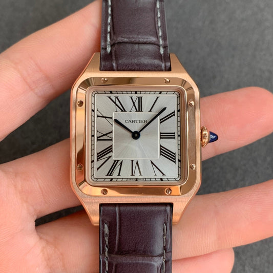 Cartier Santos-Dumont WGSA0022 1:1 edizione melhor F1 Fabbrica quadrante argento Brown cinturino