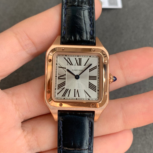 Cartier Santos-Dumont WGSA0022 1:1 edição melhor F1 Fabbrica quadrante argento Nero cinturino