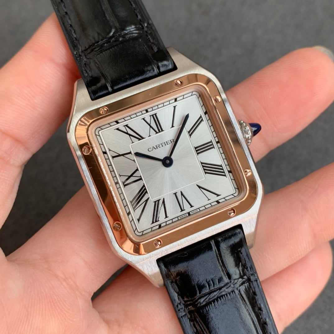 Cartier Santos-Dumont WGSA0022 1:1 edição melhor F1 Fabbrica Argento Cassa Nero cinturino