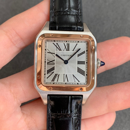 Cartier Santos-Dumont WGSA0022 1:1 edição melhor F1 Fabbrica Argento Cassa Nero cinturino