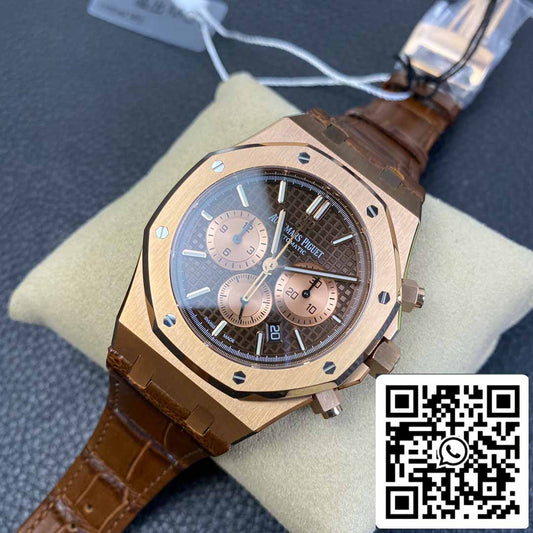Audemars Piguet Royal Oak 26331  1:1 Best Edition OM Fabbrica Brown Leather cinturino Rose Gold