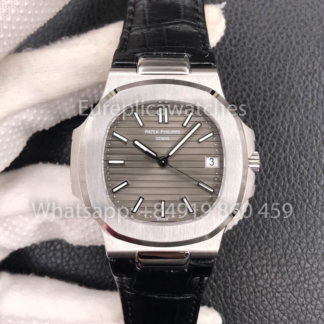 Patek Philippe Nautilus 5711G-001 Grigio quadrante 1:1 Best Clone 3K Fabbrica Newest Versione Pelle cinturino