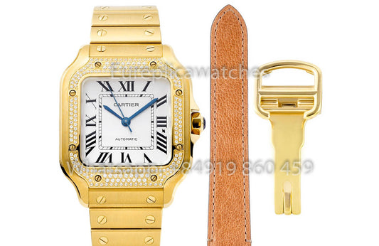 Cartier Santos De Cartier WJSA0010 1:1 Best Clone 35.1 mm BV Fabbrica Yellow Oro