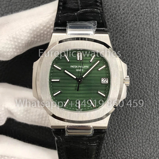 Patek Philippe Nautilus 5711/1A-014 quadrante verde 1:1 Best Clone 3K Fabbrica Newest Versione Pelle cinturino