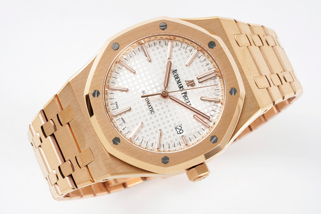 Audemars Piguet Royal Oak 15400ST 1:1 Best Edition ZF Fabbrica White Dial Rose Gold