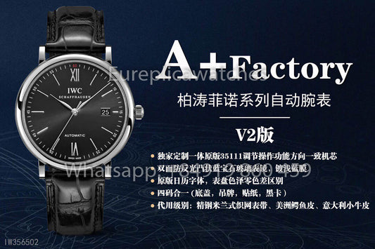 IWC Portofino IW356502 Automatic Watch 40MM 1:1 Best Clone A+ Fabbrica quadrante nero