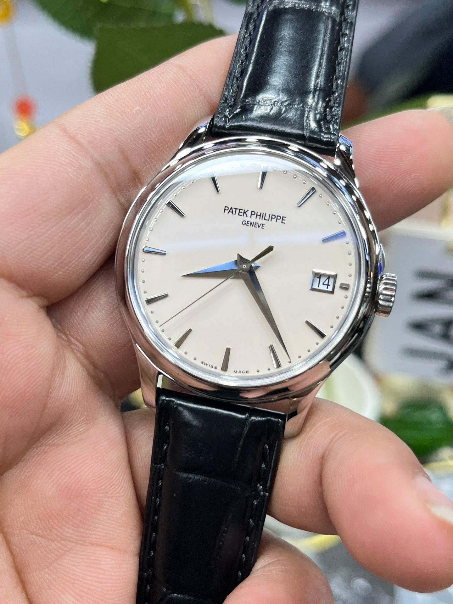 Patek Philippe Calatrava 5227G quadrante bianco 1:1 edizione migliore 3K Fabbrica Nero Pelle cinturino