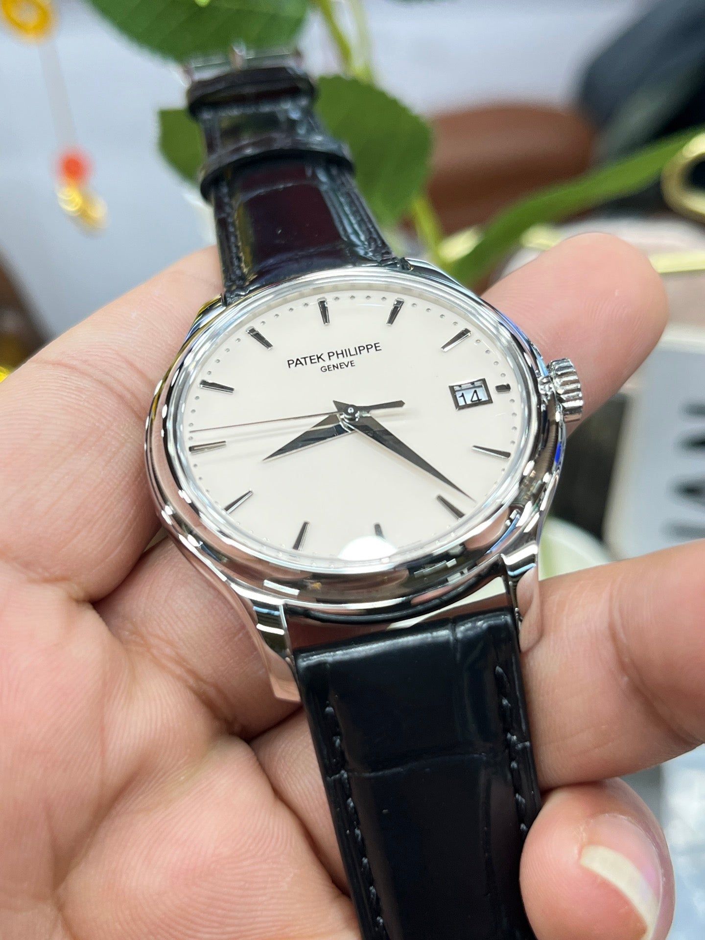 Patek Philippe Calatrava 5227G quadrante bianco 1:1 edizione migliore 3K Fabbrica Nero Pelle cinturino
