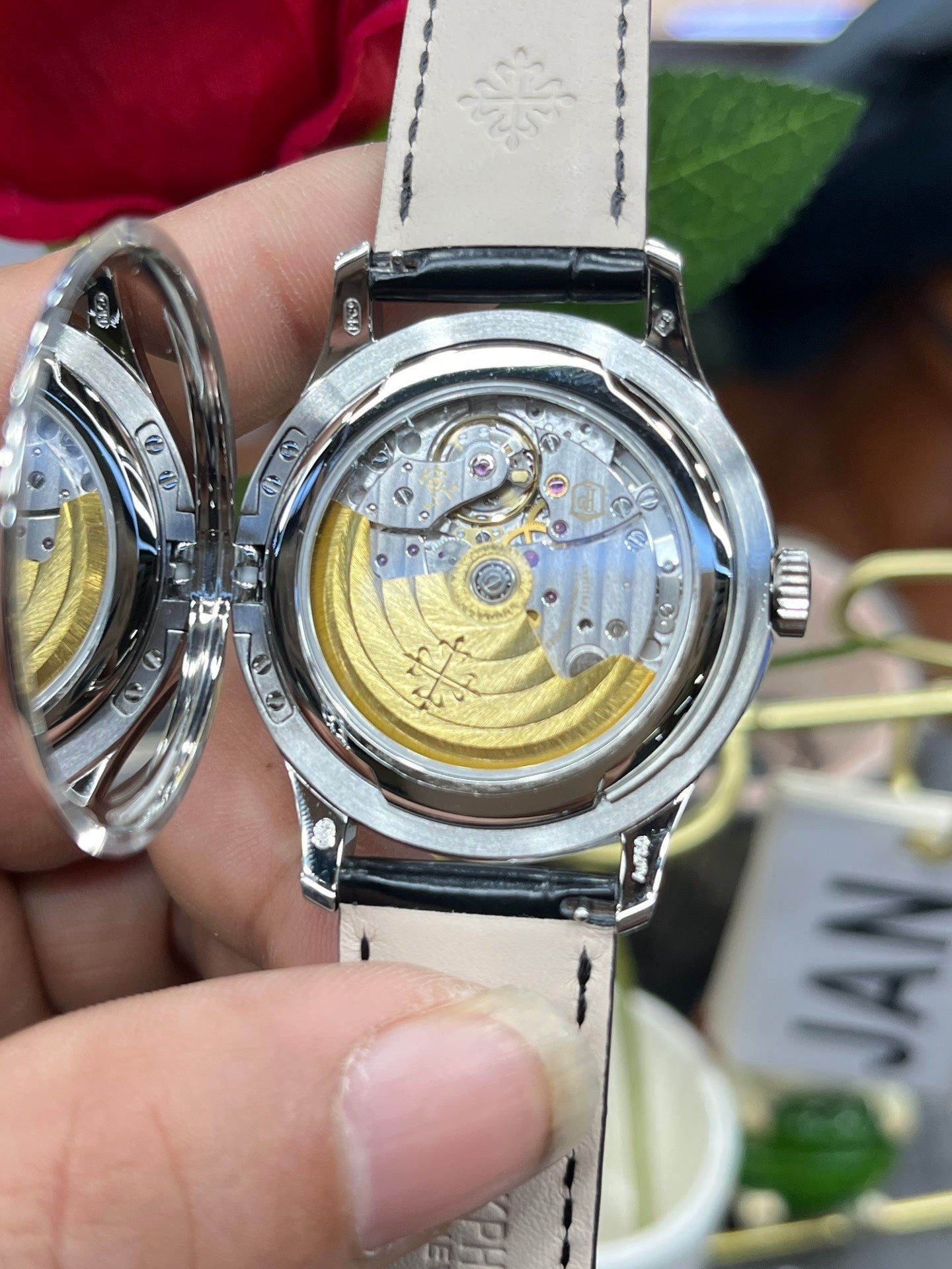 Patek Philippe Calatrava 5227G quadrante bianco 1:1 edizione migliore 3K Fabbrica Nero Pelle cinturino