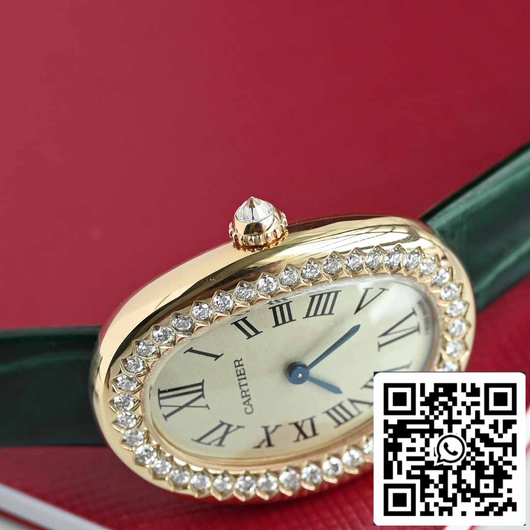 Cartier Lady Baignoire 23.9mm WJBA0038 1:1 Best Edition 18k Real gold and diamonds Green cinturino