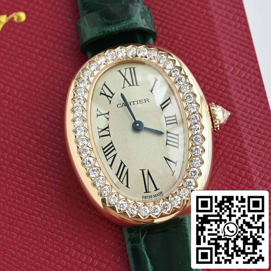Cartier Lady Baignoire 23.9mm WJBA0038 1:1 Best Edition 18k Real gold and diamonds Green cinturino