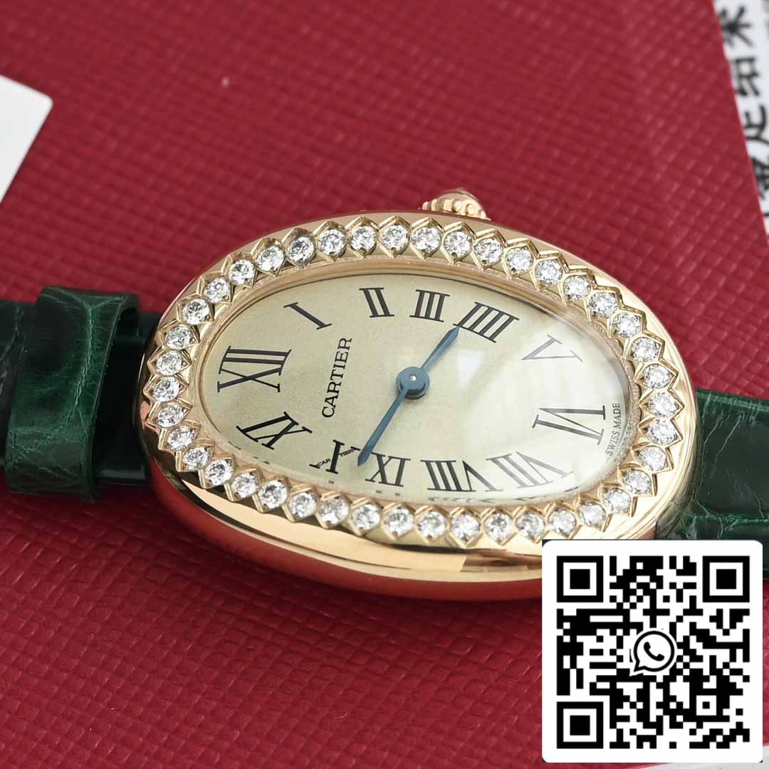 Cartier Lady Baignoire 23.9mm WJBA0038 1:1 Best Edition 18k Real gold and diamonds Green cinturino