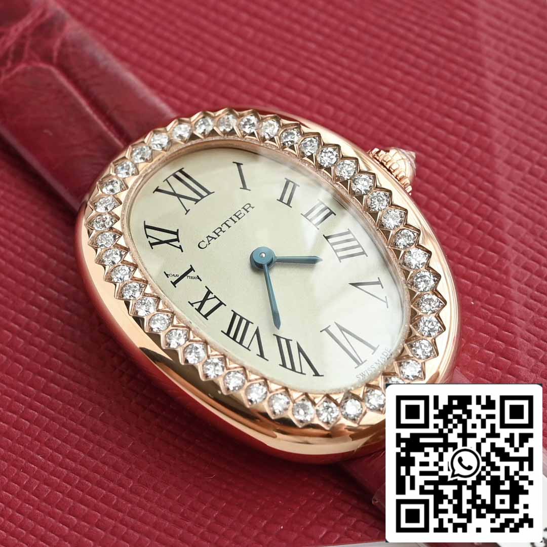 Cartier Lady Baignoire 23.9mm CRWJBA0031 1:1 Best Edition 18k Real gold and diamonds Red cinturino Version