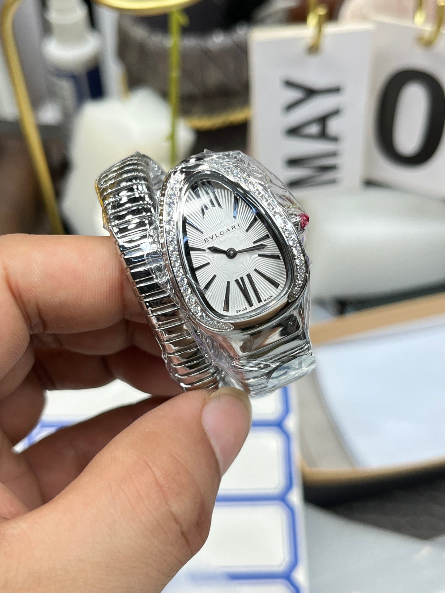 BVLGARI 101816 Serpenti Tubogas Argento Diamond 1:1 edición mejorada BV Fabbrica