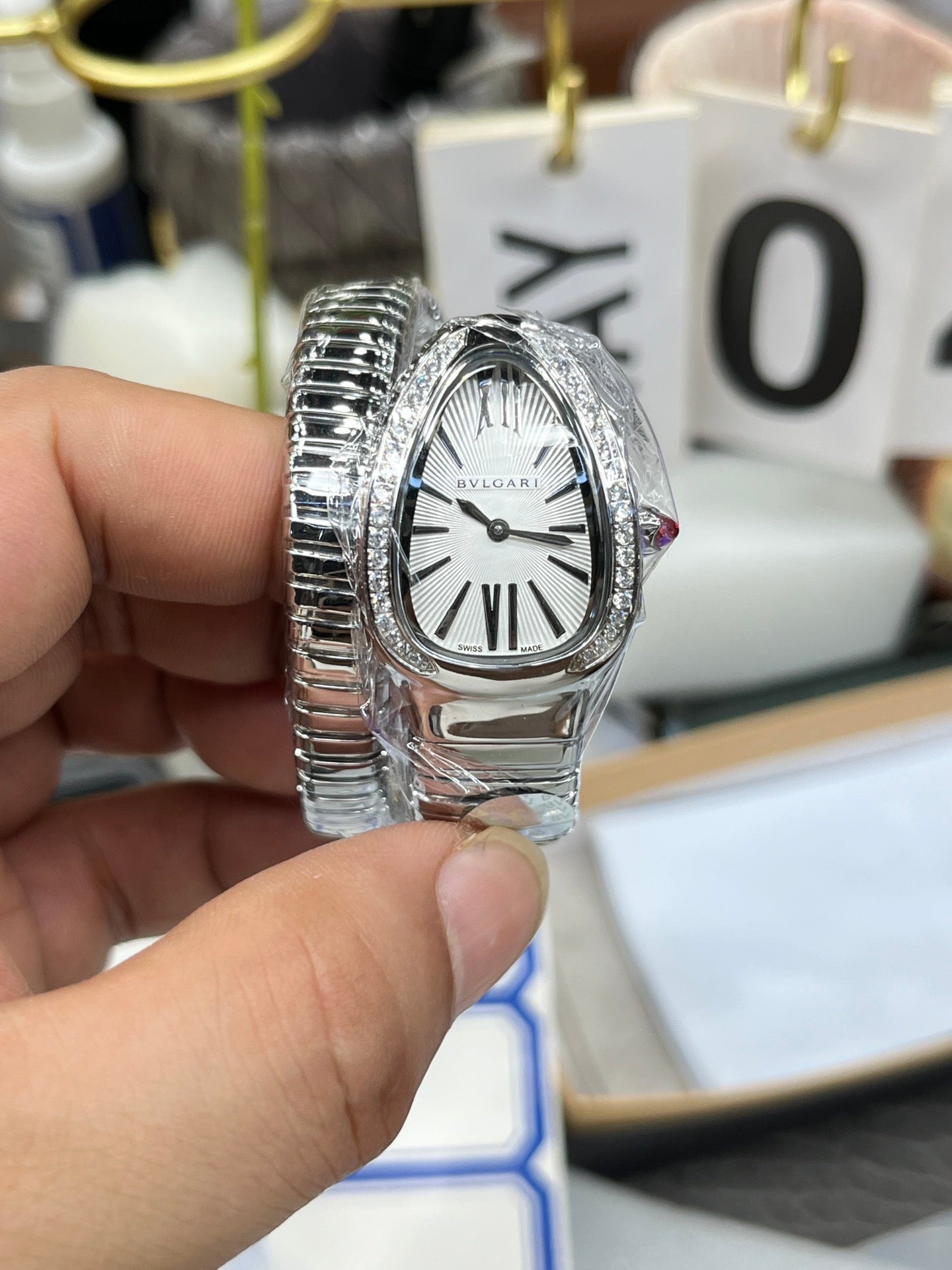 BVLGARI 101816 Serpenti Tubogas Argento Diamond 1:1 edición mejorada BV Fabbrica