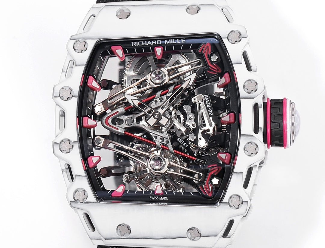 Richard Mille Bubba Watson Tourbillon RM38-02  1:1 Best Edition White Carbon Case Black Velcro fabric cinturino