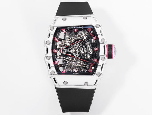 Richard Mille Bubba Watson Tourbillon RM38-02  1:1 Best Edition White Carbon Case Black Rubber cinturino