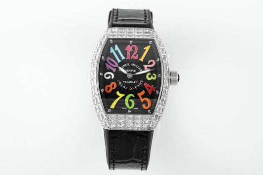 Franck Muller V32 Feminino Yachting 1:1 edição melhor ABF Fabbrica Square Diamond Gypsophila Nero