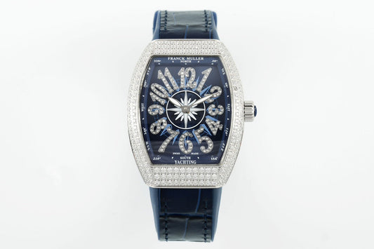 Franck Muller V32 Feminino Yachting 1:1 edição melhor ABF Fabbrica Square Diamond Gypsophila Blu