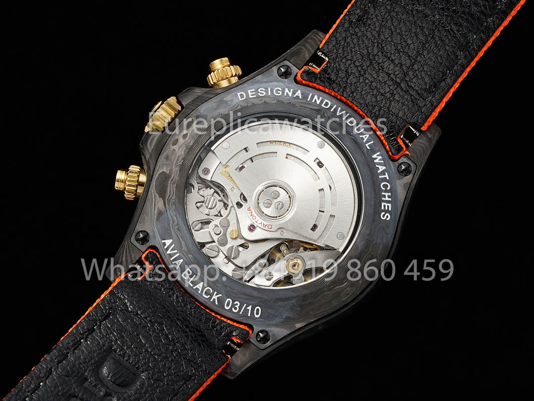 Rolex Daytona Lucky Player 3 Cassa Carbonio 1:1 Melhor Clone Diw Custom 4130 movimento