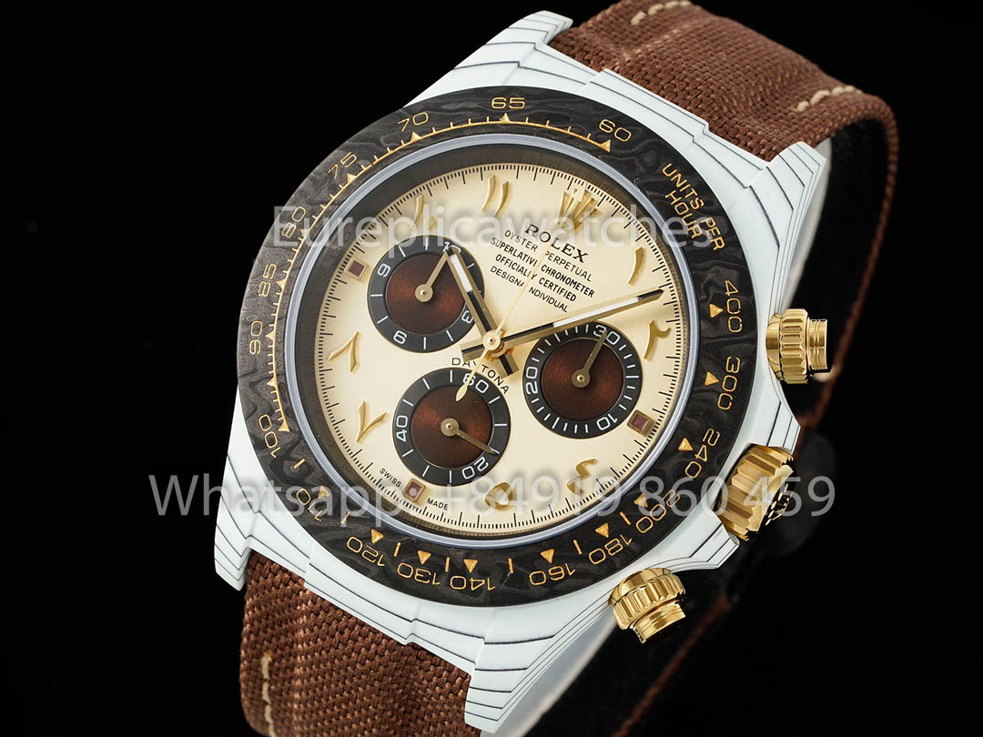 Rolex Daytona Desert Eagle Bianco Carbonio 1:1 Best Clone Diw Custom 4130 movimento