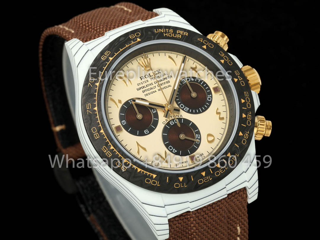 Rolex Daytona Desert Eagle Bianco Carbonio 1:1 Best Clone Diw Custom 4130 movimento