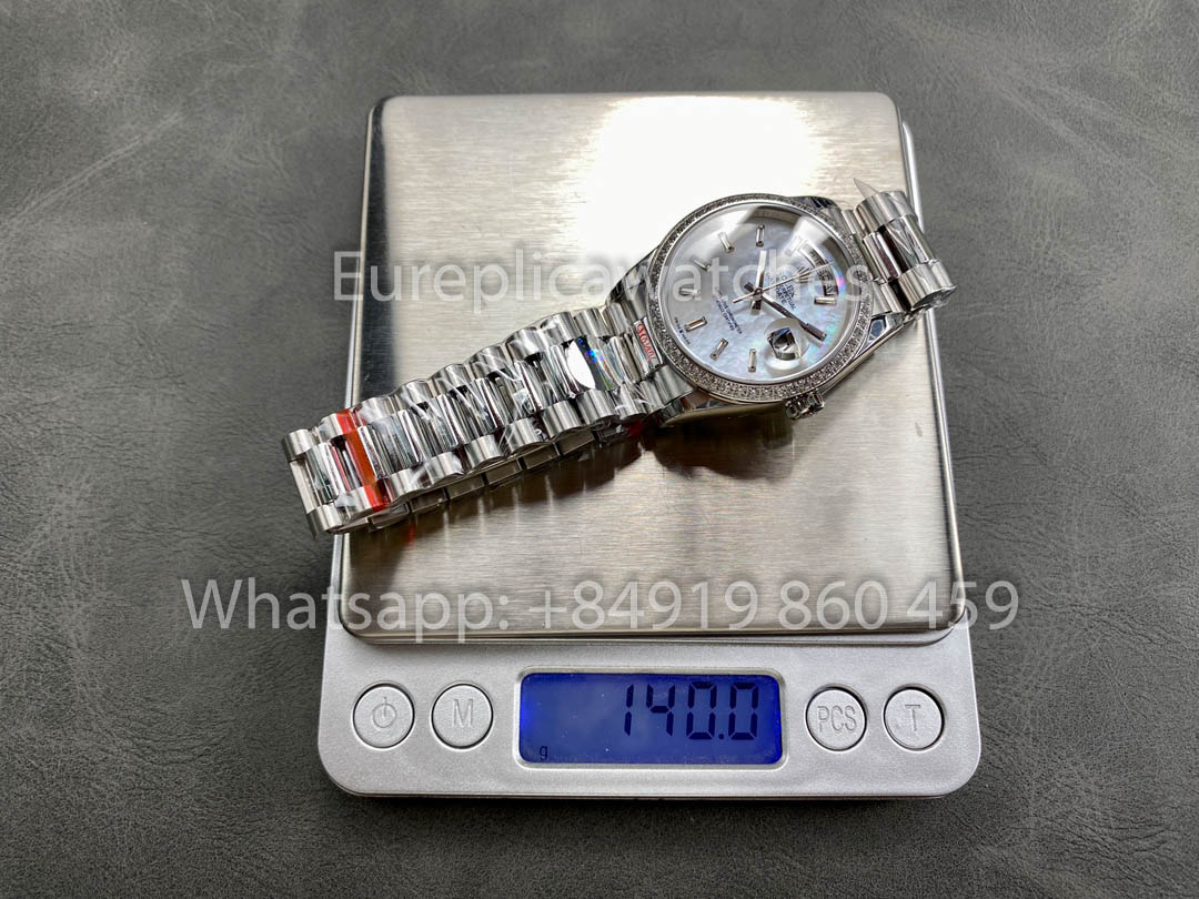 Rolex Day Date  m128399tbr-0029 Bianco Oro 1:1 Best Clone 8+ Fabbrica Counterweight Versione