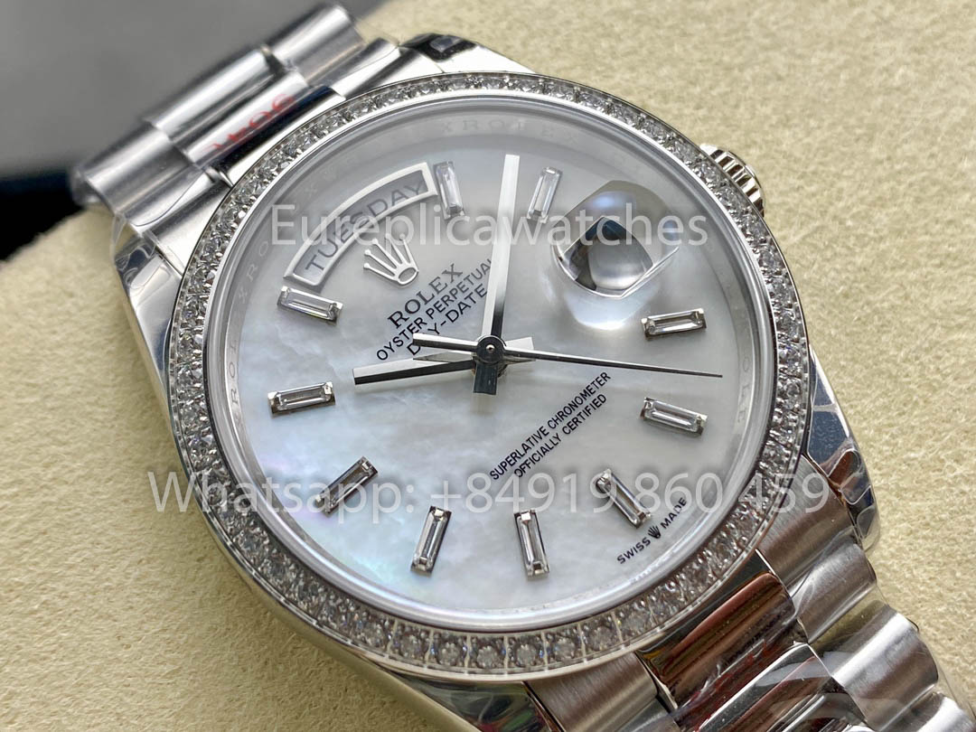 Rolex Day Date  m128399tbr-0029 Bianco Oro 1:1 Best Clone 8+ Fabbrica Counterweight Versione